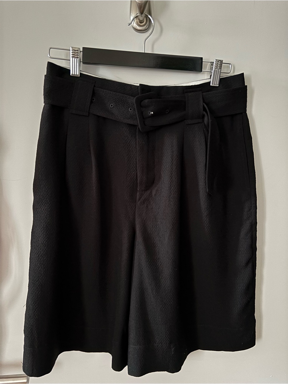 Ganni High-Waist Black Belted Shorts